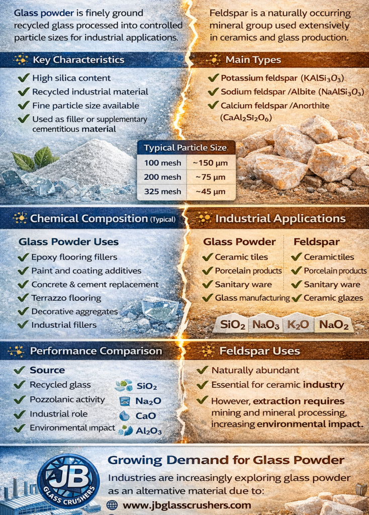 Glass Powder vs Feldspar
