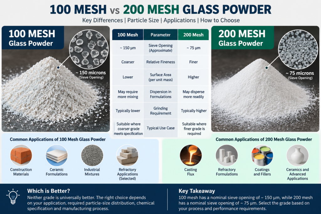 100 Mesh vs 200 Mesh Glass Powder
